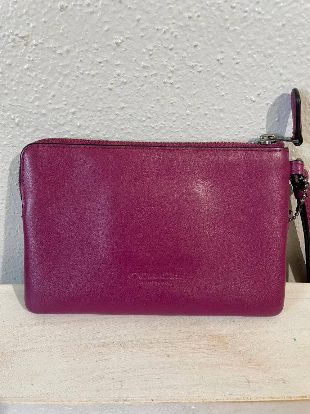 Coach Pac Man Colab Pink Leather Wristlet Zip Pouch Charm Clutch Retro Rare Y2K - Picture 6 of 12